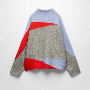 NWT ZARA BLOCK COLOR MOCK NECK SWEATER LIMITED EDITION SIZE M 2142/214/811